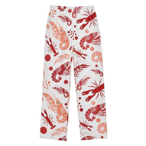 ZZXXB Shrimp Print Boys Long Pants Soft Trousers Elastic Waist Kids Lounge Bottoms with Pockets S-XL
