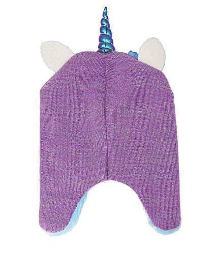 Kids Girls Winter Beanie Hat Smiling Unicorn Shining Glitter Knitted Earflap Fleece Lined Cap Toddler Little Girls2