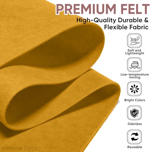 Image of Soft Felt Fabric Sheet 18 inch x 36 inch, 1.6mm Acrylic Craft Felt, Gold | Soft Thick Felt by The Yard, Large Precut Sheet, Nonwoven Fabric for Sewing DIY Crafts, Classroom & Home Decor