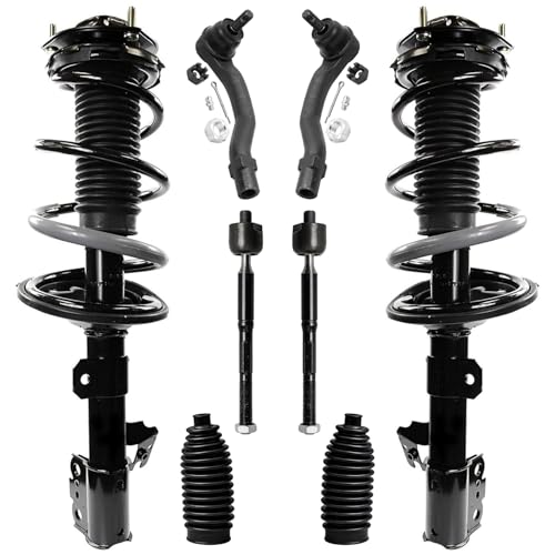 Image of Detroit Axle - AWD Front 8pc Struts Kit for 2001 2002 2003 Toyota Highlander, 2 Struts & Coil Spring 2 Boots 4 Tie Rods Replacement Suspension