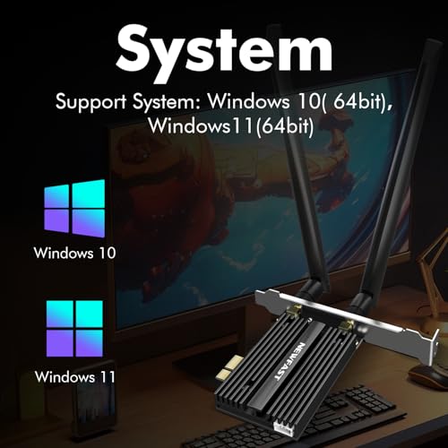NEWFAST WiFi 6E PCIe WiFi Card for Desktop PC AXE5400 (NF-P395),Intel AX210,Bluetooth 5.3, WPA3,Tri Band Wireless Adapter with OFDMA & MU-MIMO, Ultra-Low Latency, Supports Windows 11, 10 (64bit) by NEWFAST - Image 6