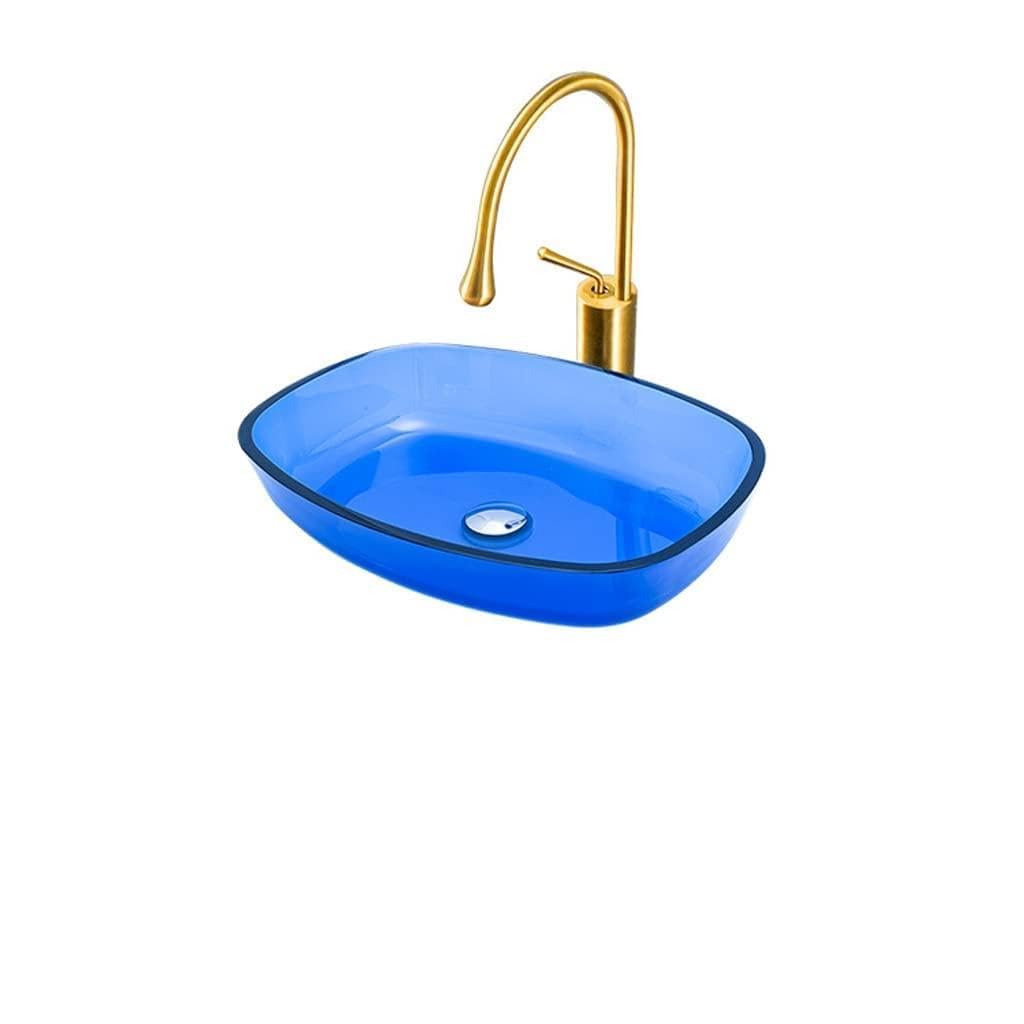 OLSKFUH Bathroom Vanity Bathroom Vessel Sink Toilet Simple Washbasin Tempered Glass Washbasin Hotel Counter Basin Bathroom Sink,A-Sink set