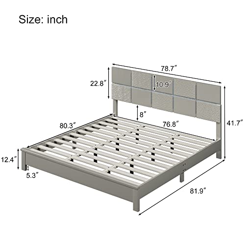 Harper & Bright Designs Champagne Silver King Bed Frame With Headboard, Solid Rubber Wood King Size Platform Bed With Slats Support For Boys, Girls,No Box Spring Needed (King,Silver) #TOP1