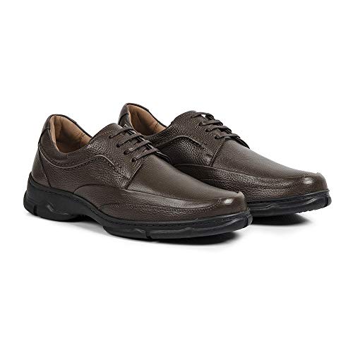 Sapato Linha Extremo Conforto Couro Floater Sem-stress Medical Line - 0121 - Café Cor:Marrom;Tamanho