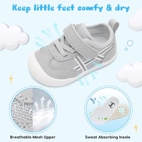 Image of Scurtain Baby Shoes Boy Girl First Walking Shoe Infant Crib Breathable Sneakers Lightweight Barefoot Shoes for Babies