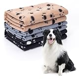 Nobleza 3 Pack Dog Blanket, Super Soft Puppy Blanket with Cute Paw Prints, Fluffy Premium Warm Dog B