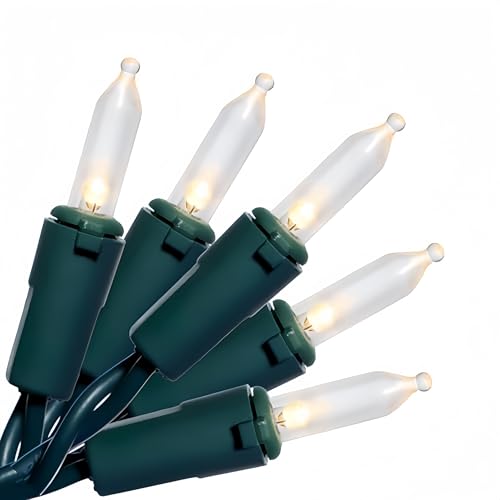 JinBest 100 LED Warm White Green Wire Christmas String Lights,