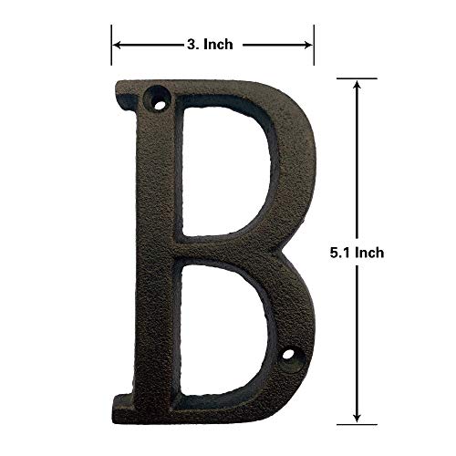 5.1 Inch High Cast Iron House Letter, Solid Home Address Letter, Elegant Black Brown Finished, Matching Perfect With 5.5 Inch House Numbers, Letter B #TOP1