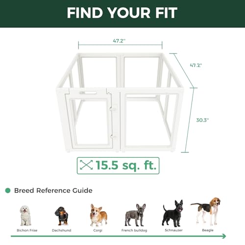 Image of FXW AuraSpace Acrylic Indoor Dog Playpen for Small and Medium Dogs, 30 Inch, 8 Panels, White