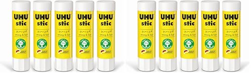 UHU Stic - Bâtons de colle sans solvants, blanche, lot 5 stics de 40g (Lot de 2)