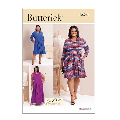 Butterick Women's Knit Dresses Sewing Pattern Kit by Palmer/Pletsch, Design Code B6941, Sizes 30W-32W-34W-36W-38W