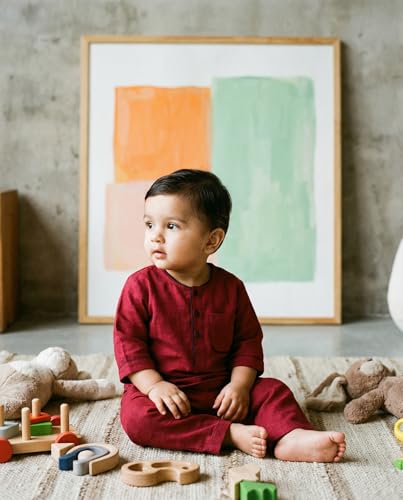 Image of Baby Boys Night Suit 3 /4 Sleeves Co-Ord Nightwear Set - Pure Cotton- Soft, Comfy & Perfect for Sleep Time