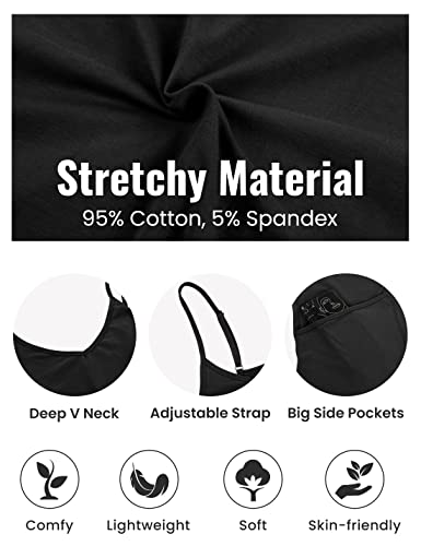 Lentta Women's Causal Jumpsuits V Neck Sleeveless Harem Overalls Stretchy Adjustable Strap Romper with Pockets2