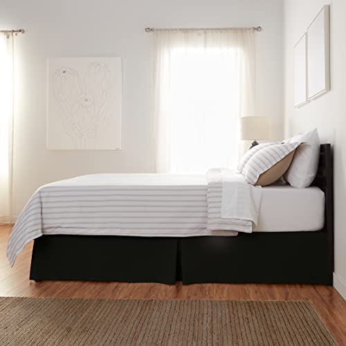 Image of Amazon Basics Lightweight Pleated Bed Skirt, Machine Washable, Wrinkle and Fade Resistant, Queen, Black