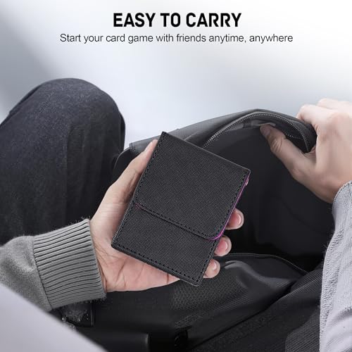 Image of ZLCA Card Deck Box for Trading Cards,PU Leather Magnetic Card Storage Box Fits for TCG CCG Magic Game Cards(Black Set)