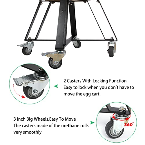 Rolling Cart Nest For Large Big Green Egg With Heavy Duty Locking Caster Wheels Powder Coated Steel Rolling Outdoor Cart Rolling Nest Big Green Egg Smoker Kamado Joe Grill Stand Accessories #TOP2