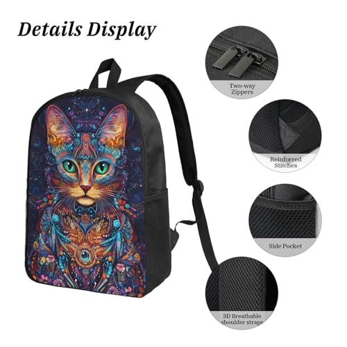 Mandala Cat Backpacks 3 Pcs Cute Lightweight Daypack with Fun Graphic Cartoon Print for Daily Commute4