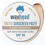 Waxhead Tinted Zinc Oxide Surf Sunscreen SPF 30 for Face, 4 Ingredient Reef Safe Zinc Paste, Waterproof Sunblock for Swimming, Sensitive Skin and Eczema, Tinted Scar and Tattoo Protection, 2oz Tin