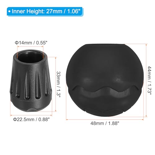 PATIKIL 0.55 Inch Chair Feet Replacement, 8 Pack TPE Outdoor Camping Chair Leg Tips Ball Cap Folding Chair Legs Floor Protectors Stability on Rugged Fit for 0.55"(14mm) Chair Feet, Black miniatura 2