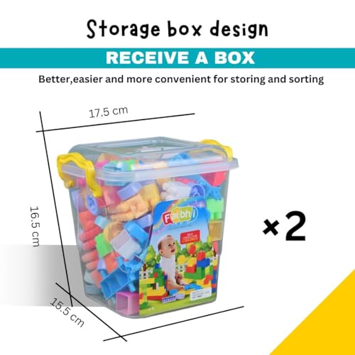 Image of Building Block Assembly Toy Set with Storage Container, 200 Pcs, 3+ Yrs