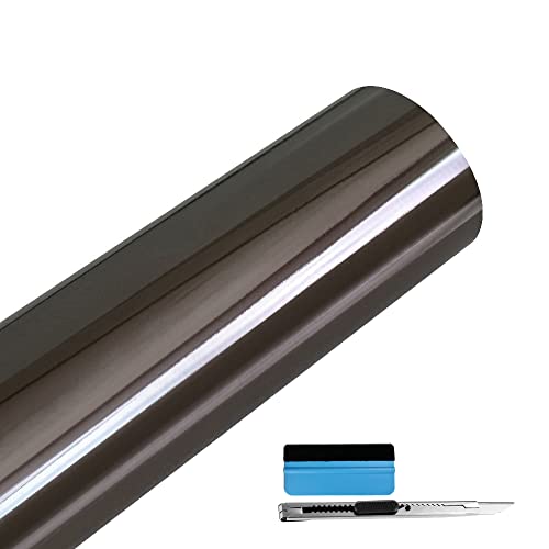 Image of LZLRUN 1FT x 5FT Chrome Mirror Vinyl Wrap Adhesive Car Sticker Decal Film (Gray, 1FT x 5FT)