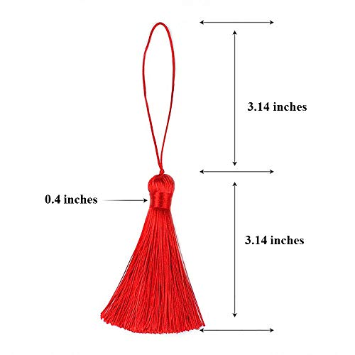 Makhry 8Pc 16Cm/6.28 Inch Cute Chunky Tassels Soft Elegant Handmade Silky Floss Tassels With 2.75 Inch Cord Loop And Chinese Knot For Woman Earrings, Jewelry Making, Souvenir, (White) #TOP2
