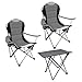 Spetebo Camping Sitzgruppe 3-teilig mit Aluminium Klapptisch und Tragetasche - anthrazit - Garten Tischgruppe mit 2 Campingstühlen bis 150kg - Outdoor Angler Sitzgarnitur Tisch Stuhl faltbar