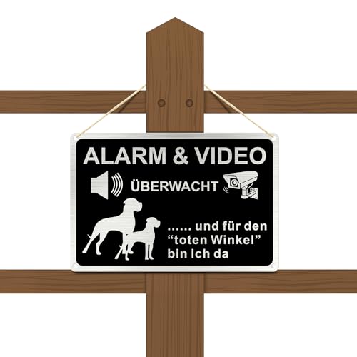 Hinweisschild Achtung Hund & Videoüberwachung – Alu, 18x25 Cm, 2 Stück, Wetterfest, Mit Bohrungen