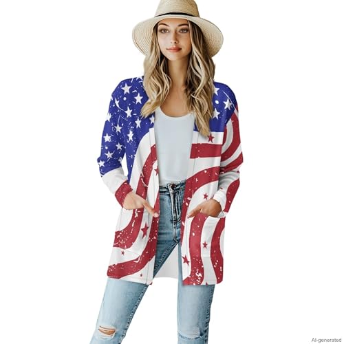 Image of Forchrinse Red Ladybug Cardigan for Women Causal Long Sleeve Open Front Cardigans Sweater Fashion 2024 Fall Coat with Pockets