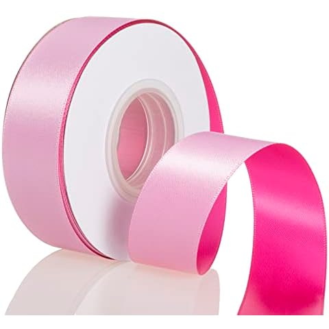 YASEO Double-Sided Two-Tone Ribbon, 20 Yards 1 Inch Double Faced Pink and Rose Satin Ribbon for Valentine's Day, Wedding, Birthday, Gift Wrapping and Party Decor Cover