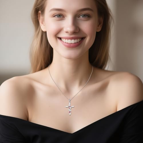 Moissanite Ladybug Necklace Sterling Silver Cross Pendant 0.2 Carat Ladybug Jewelry Gifts for Women Men2