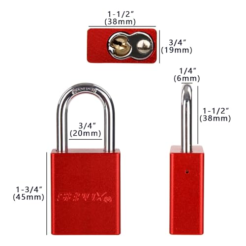 Image of SEPOX Ultra-Durable Anti-Rust Outdoor Padlock - Red Aluminum 38mm 1-1 /2 inch with Long Shackle & 3 Big Keys Ideal for Gate, Storage, Locker, Fence & Lock-Out, High Security (Pack of 2)