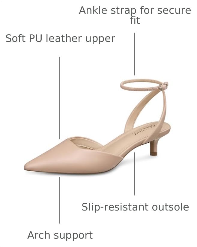 Image of CELLENZ Women Low Kitten Heels: 2 Inch Comfortable Closed Toe Pumps