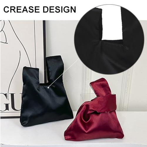 Image of Small Satin Wrist Clutch Purse Bag Mini Knot Evening Handbag for Women
