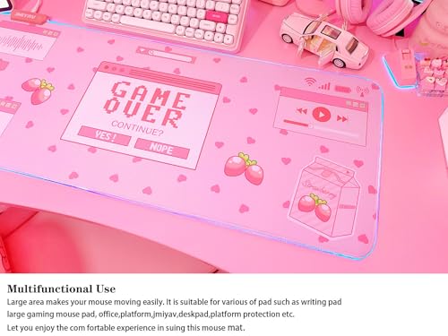 JMIYAV Pink RGB Gaming Mouse Pad