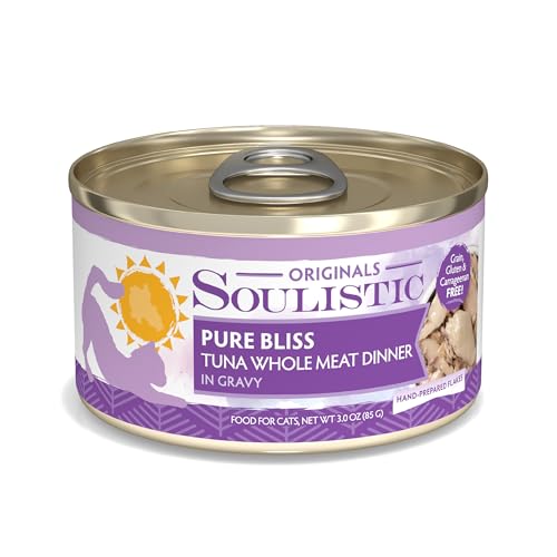 Soulistic Originals Wet Cat Food Pure Bliss Tuna Whole Meat Dinner in Gravy 3oz Can Pack of 12