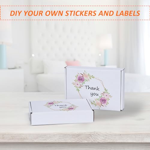 Image of HORLIMER 8x5.5x1.6 inches Shipping Boxes Set of 25, White Corrugated Cardboard Box Literature Mailer, 25 Stickers Included