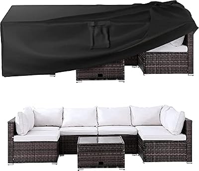 Ruimoy Patio Furniture Covers, Outdoor Furniture Cover Waterproof, General Purpose, Outside Table and Chair Covers, Heavy Duty 600D (128 Inch L x 82 Inch W x 28 Inch H)