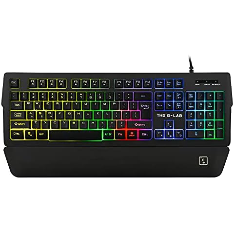 THE G-LAB Keyz Palladium Wired USB QWERTY-US Layout Gaming Keyboard - Multicolor RGB LED Backlit Gaming Keyboard, Magnetic Wrist Rest, 26 Anti-ghosting Keys, Durable - PC and Consoles (PS5) (Black) Cover
