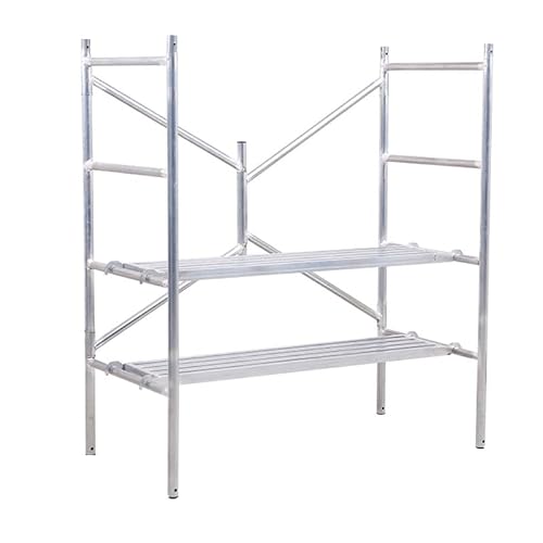 Image of Portable Scaffold Tower, Foldable Scaffolding Equipment with Non-Slip Platform, Galvanized Steel Construction, 880lbs Capacity for Reliable Support