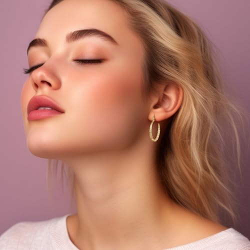 AMELINE Hoop Earrings Women 14K Gold Hoop Earrings for Women Jewelry Gold Earring Hoops with Twisted Raised Pattern 23.5 mm4