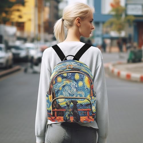 Image of ALAZA Black Dog Love Galaxy Nebula Women Backpack Purse Ladies Fashion Shoulder Bag Daypack Travel Bag 7.5L