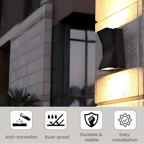 Image of GIGAWATTS 10W Double Face Wall Light BIS Approved 2 Way IP65 Waterproof LED with CRI Ra> 80 Exterior Indoor Mount Fixture Up Down Sconce Lamp for Home Patio Garden Balcony Decor (1Pc, Warm White)