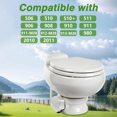 Image of RV Toilet Bowl Seal Kit with Overflow Hole Fit for Dometic /Sealand Gravity Flush Toilet from 2000 and Earlier, Bowl Seal & Flush Ball Seal Fit for 510 511 910 911 2010 2011 Replace# 385316140