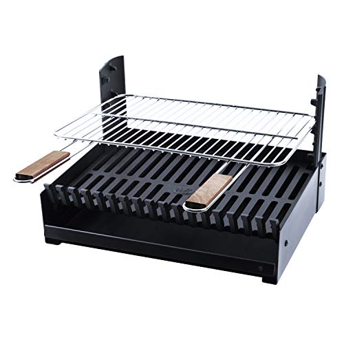 Barbecue Da Balcone Barbecue Charbon Encastrable Vesta - Grille Double Acier Inox - 77x45x38.5cm - Pour Cheminée Ou Extérieur Cheminée Extérieur