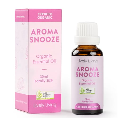 Lively Living Aroma Snooze Oil - (30ml) Organic Essential Oil Blend for Relaxing, Nighttime Aromatherpy, Large Family Size Bottle, Humidifier & DIffuser Oils