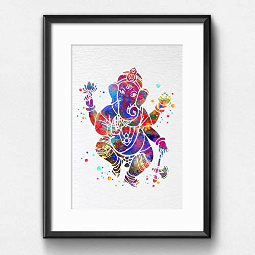 Dignovel Studios 8X10 Unframed Elephant Hindu God Ganesha Lord Worship Prayer Watercolor Art Wedding Housewarming Nursery Kids Wall Art Giclee Office Home Decor Wall Hanging Dn516 #TOP4