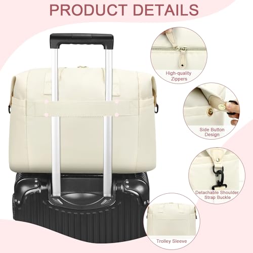 Image of Pritent Diaper Bag Tote - Diaper Baby Bags with Pacifier Case, Shoulder Straps, Stroller Clips, Waterproof Large Mommy Maternity Travel Baby Bag for Mom and Dad, white
