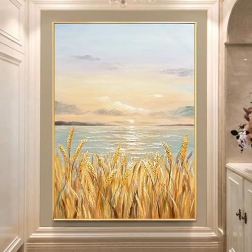 Peinture abstraite sur toile pour habiller un grand mur vide de salon 90x140 cm