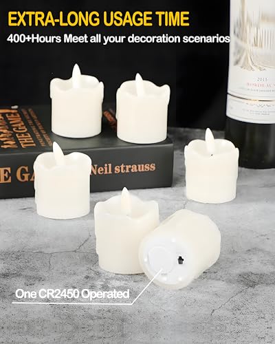 Image of Gmnee 2 inchx2 inch White Flameless Votive Candles with Remote Timer, 400+Hours Small Battery Operated LED Candles Flickering for Wedding, Party and Holiday Decoration(Battery Included)